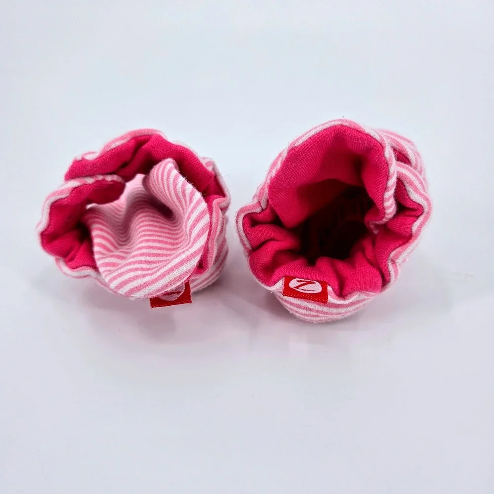 Zutano Pink and White Candy Stripe Cotton Baby Booties Size 3M‎